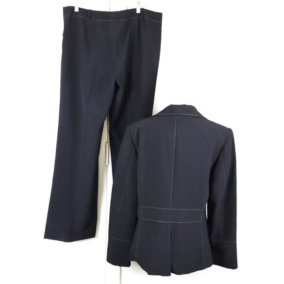 Nygard Collection Black Pant Suit Set Women 14 Wide Leg Stitching Corporate Work - Picture 6 of 8
